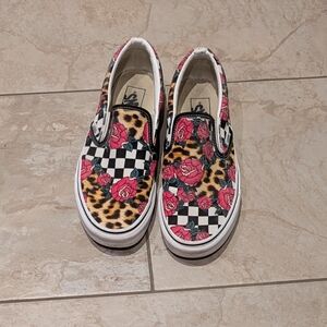 Vans Discontinued Checkerboard Slip On Rose Animal 
